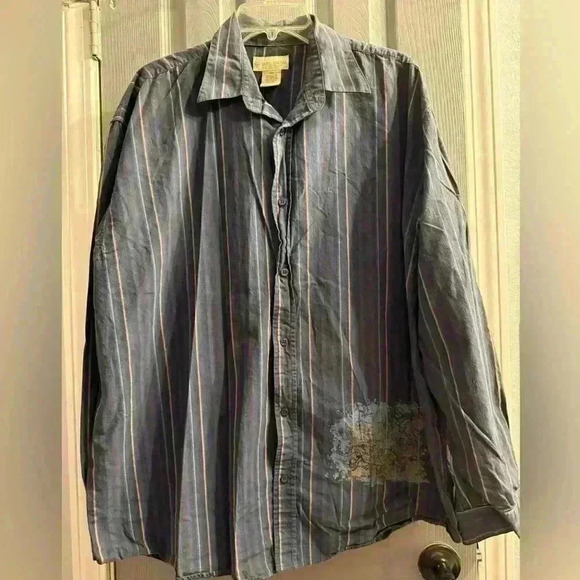 Mens Robert Wayne long sleeve button down shirt with graphics Size 3 XL - Picture 1 of 10